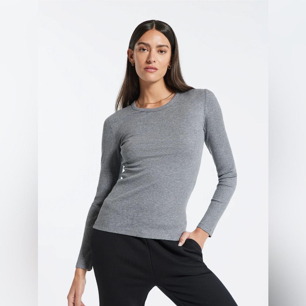 Wesley Rivington Ribbed Long Sleeve Top Heather Grey Size XXS NWT